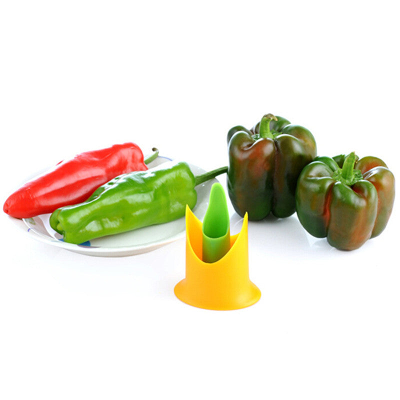 2in1 Pepper Chili Bell Jalapeno Corer Seed Remover Green Pepper Chilli Cutter Corer Slicer Fruit Peeler Kitchen