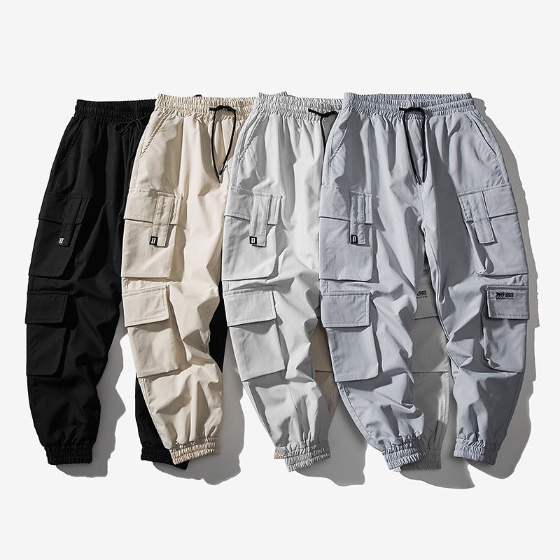 Trendy student sports pants with leggings, men's cropped pants, autumn new casual Harlan pants