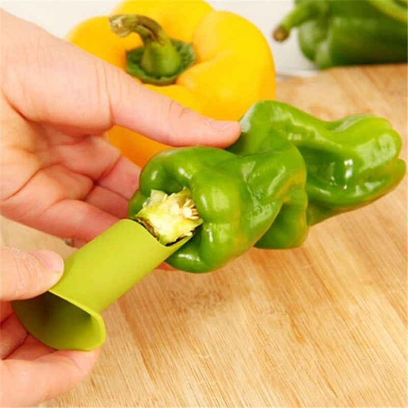 2in1 Pepper Chili Bell Jalapeno Corer Seed Remover Green Pepper Chilli Cutter Corer Slicer Fruit Peeler Kitchen