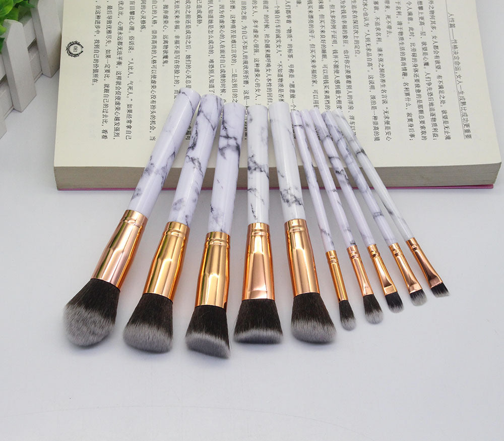 15 Marbled Design Makeup Brushes Set