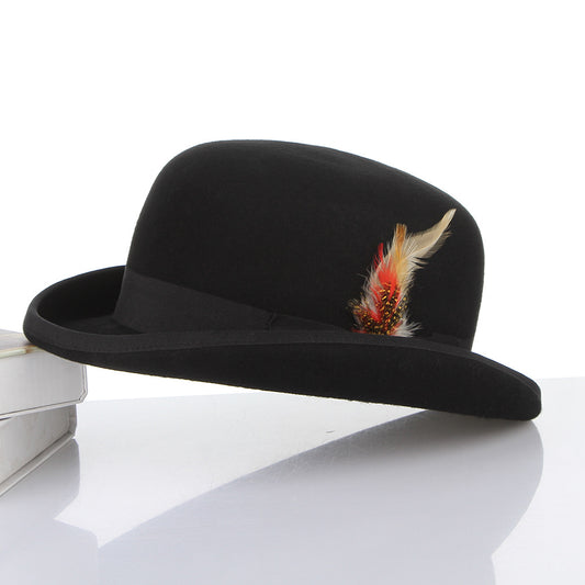 British Feather Decoration Bowler Wool Top Hat