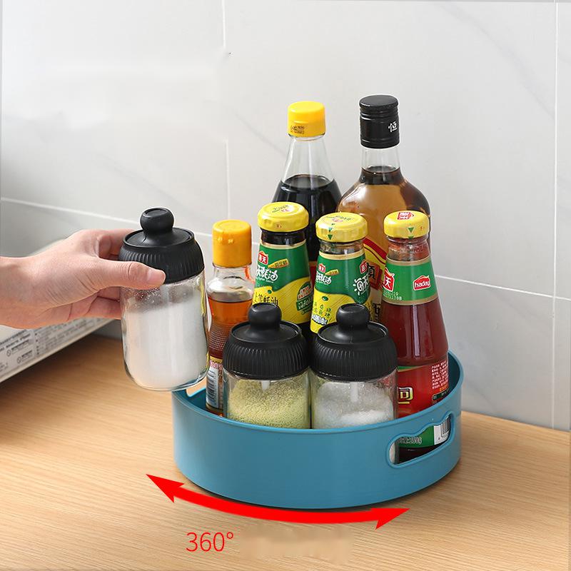 360 Rotating Tray Turntable Kitchen Storage Containers for Spice jar Food Snack Tray Non Slip Bathroom Dried Storage Plate