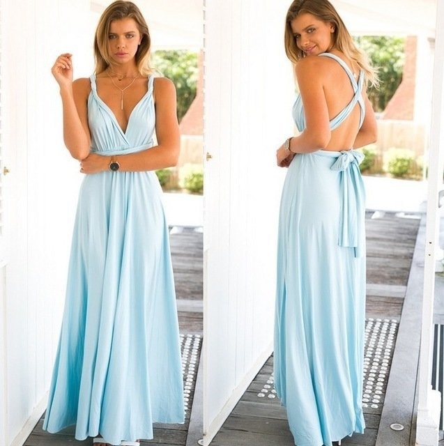 Light Blue Bridesmaid Dresses Country Beach Wedding Dress