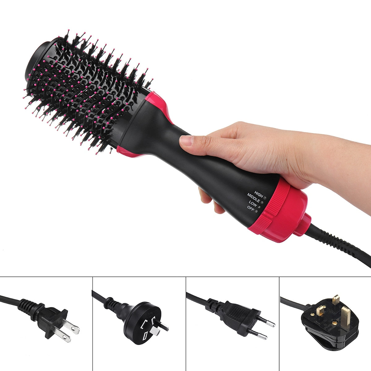 2 in 1 Multifunctional Hair Dryer & Volumizer Rotating Hair Brush Roller Rotate Styler Comb Styling Straightening Curling Iron