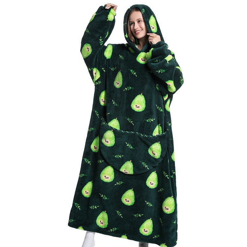 Super Long Flannel Blanket with Sleeves Winter Hoodies Sweatshirt Pullover Fleece Giant Wearable Blanket Hoodie Oversized