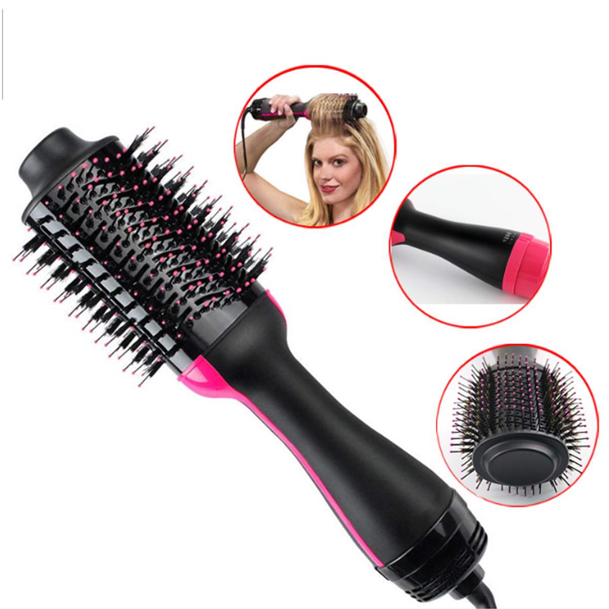 2 in 1 Multifunctional Hair Dryer & Volumizer Rotating Hair Brush Roller Rotate Styler Comb Styling Straightening Curling Iron