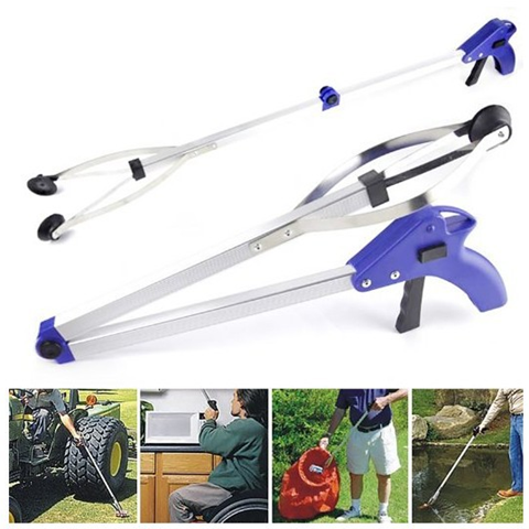 Foldable Pick Up Reaching Long Arm Gripper Helping Hand Tool Outdoor picking Garbage long handle clips Clamp tong