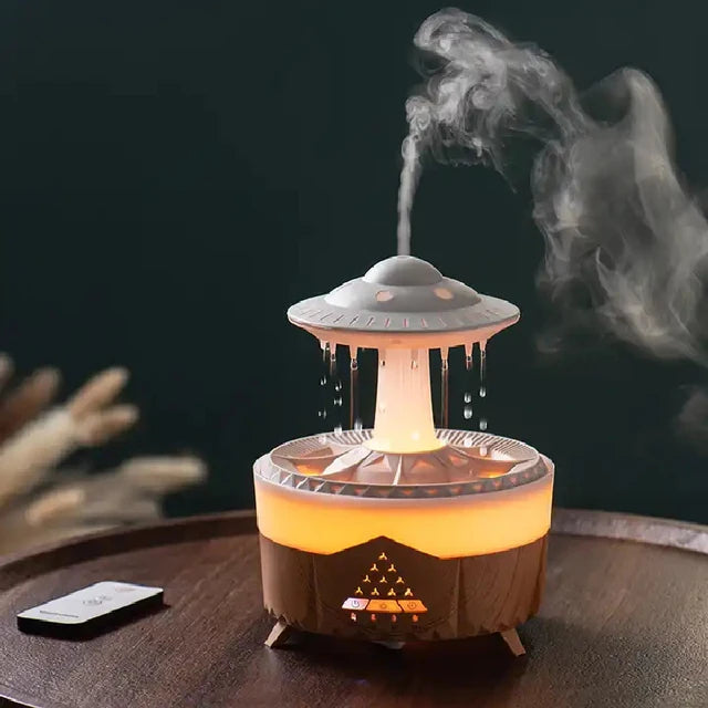 Rain Drop Air Humidifier Essential Oil Diffuser 350ml 7 Colors LED Lamp Ultrasonic Remote Control USB Rain Cloud Aroma Diffuser