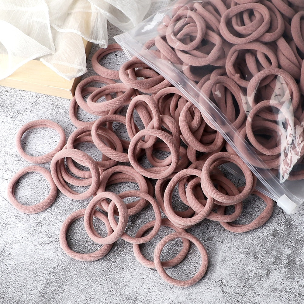 50PCS/Set Women Girls Basic Hair Bands 4cm Simple Solid Colors Elastic Headband Hair Ropes Ties Hair Accessories Ponytail Holder