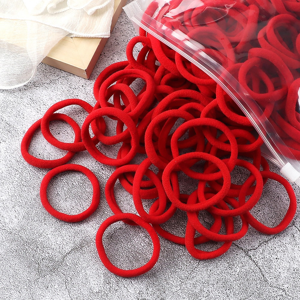 50PCS/Set Women Girls Basic Hair Bands 4cm Simple Solid Colors Elastic Headband Hair Ropes Ties Hair Accessories Ponytail Holder