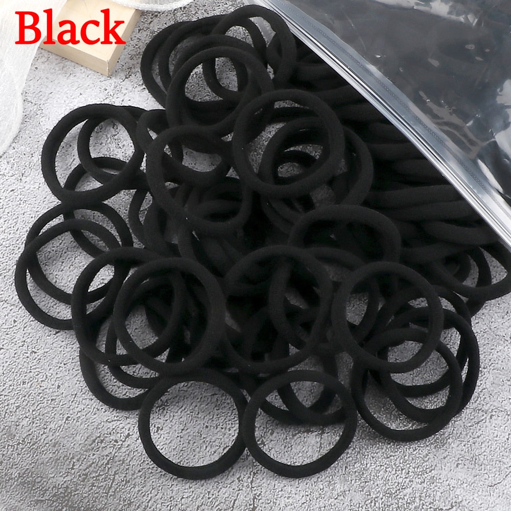 50PCS/Set Women Girls Basic Hair Bands 4cm Simple Solid Colors Elastic Headband Hair Ropes Ties Hair Accessories Ponytail Holder