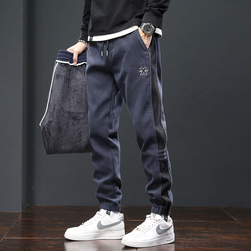 Fleece Lined Padded Warm Keeping Track Sweatpants Loose Casual Pants